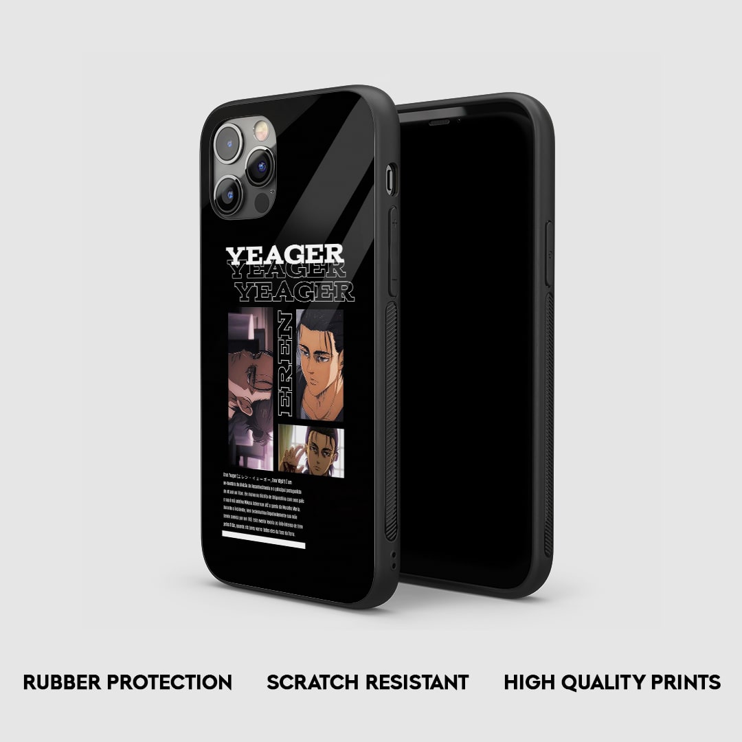 Side view of the Eren Yeager Graphic Armored Phone Case, highlighting its thick, protective silicone material.