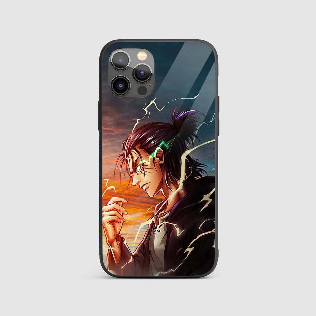 Eren Yeager Lightning Silicone Armored Phone Case featuring electrifying artwork of Eren Yeager.