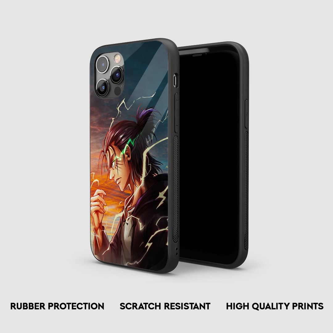 Side view of the Eren Yeager Lightning Armored Phone Case, highlighting its thick, protective silicone material.