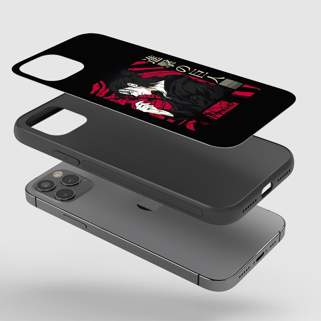 Eren Red & Black Phone Case installed on a smartphone, offering robust protection and a bold design.