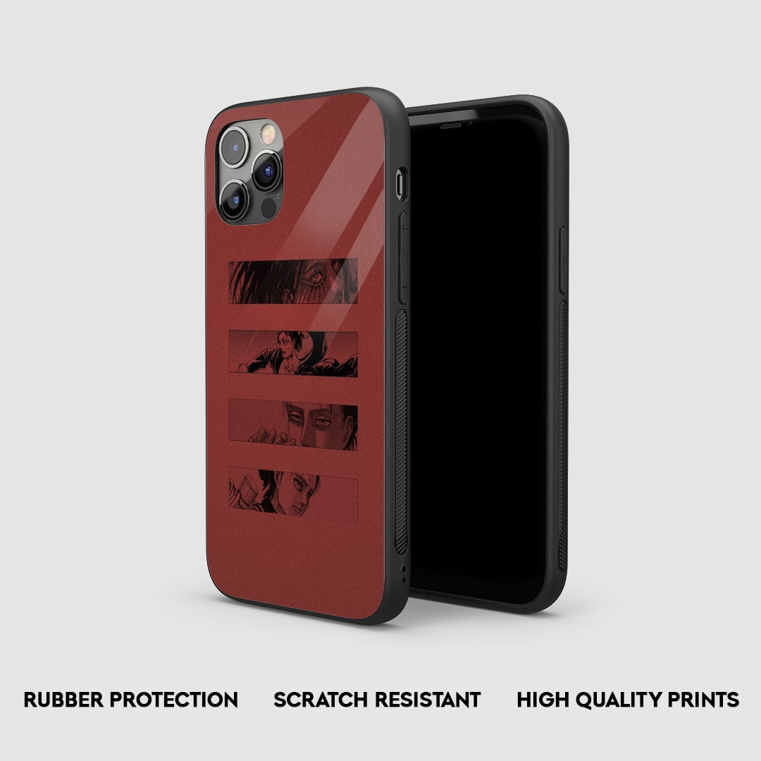 Side view of the Eren Revolution Armored Phone Case, highlighting its thick, protective silicone material.