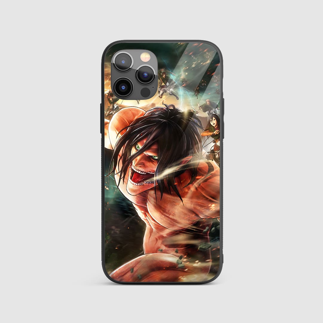 Eren Yeager Action Silicone Armored Phone Case featuring dynamic artwork of Eren Yeager.