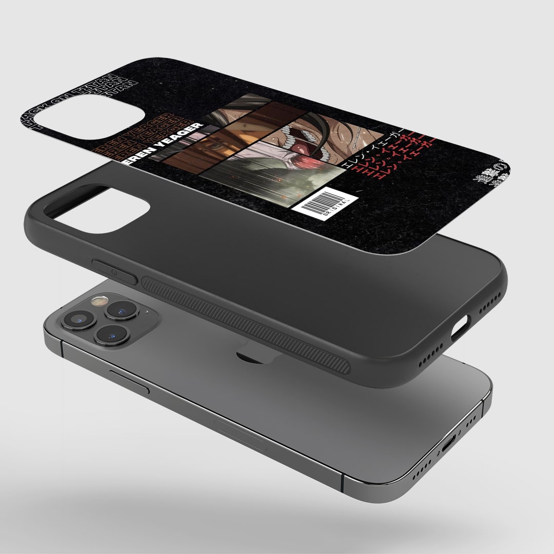 Eren Transformed Phone Case installed on a smartphone, offering robust protection and a powerful design.