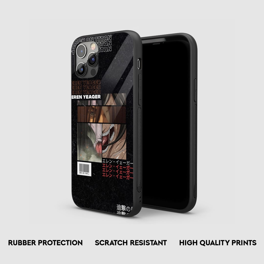 Side view of the Eren Transformed Armored Phone Case, highlighting its thick, protective silicone material.