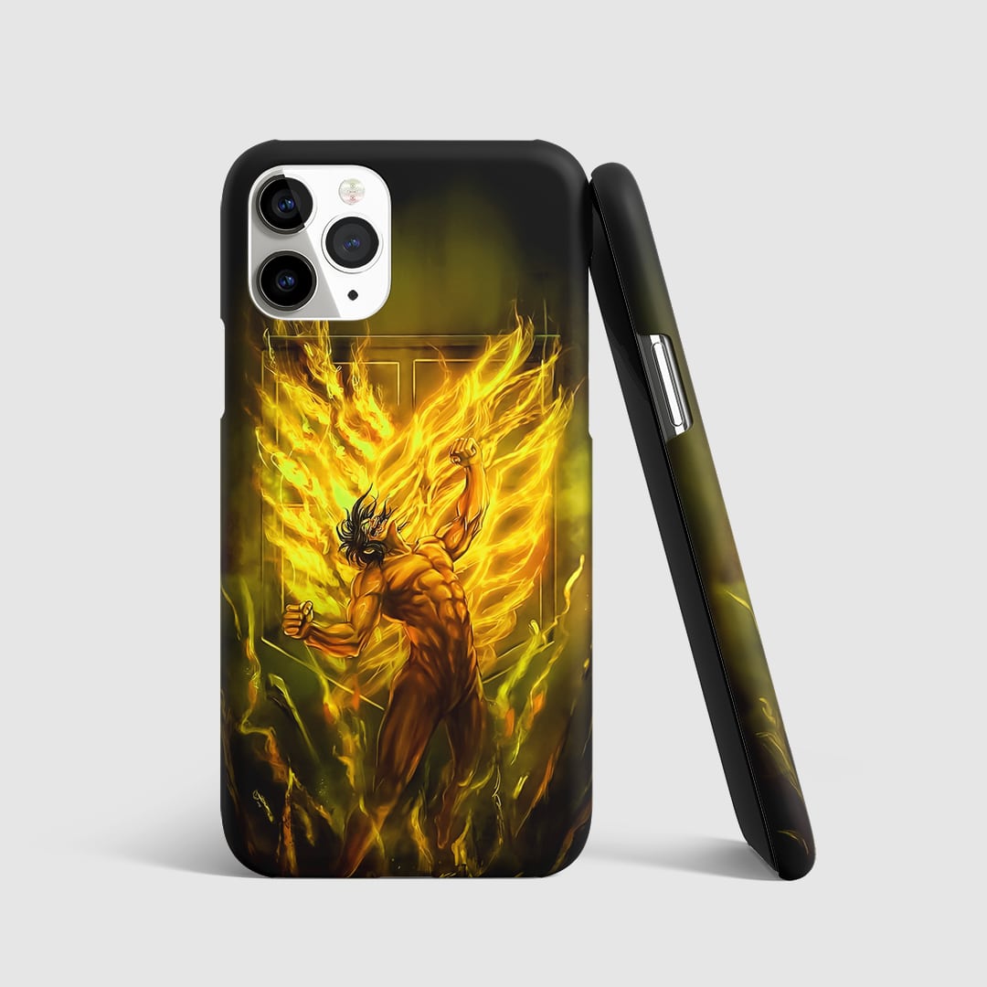 Eren Titan Form Phone Cover with intense transformation artwork.
