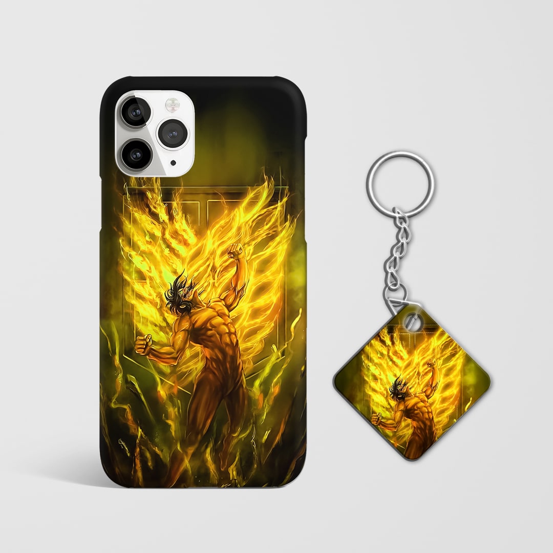 Back view featuring Eren in full titan form from AOT with Keychain.