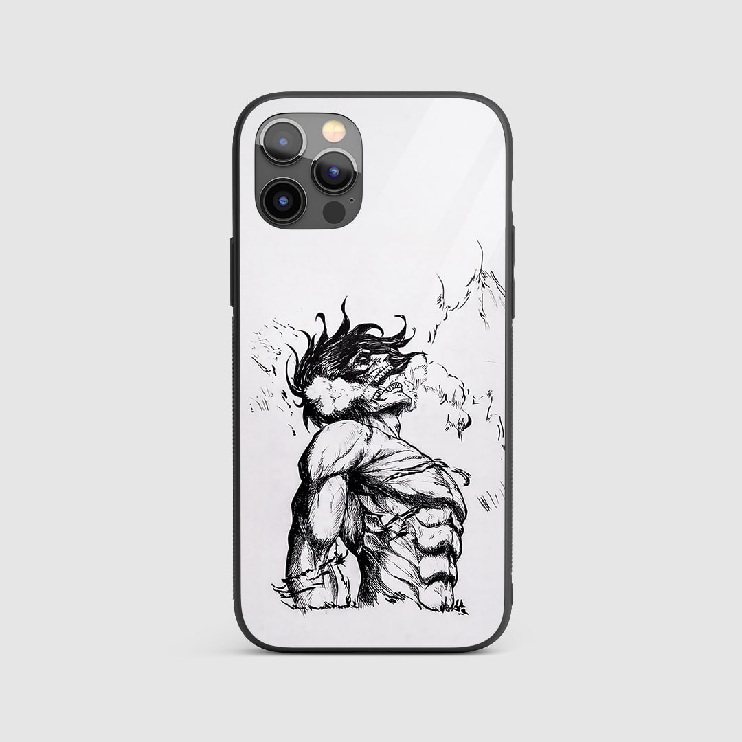 Eren Titan Sketch Silicone Armored Phone Case front view.