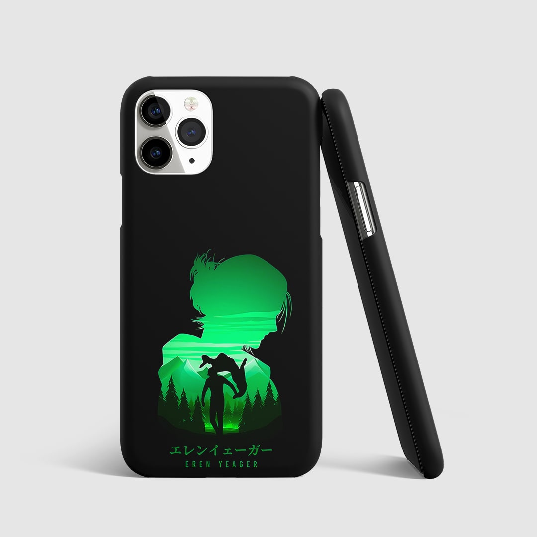 Eren Yeager Silhouette Phone Cover with bold black outline design.