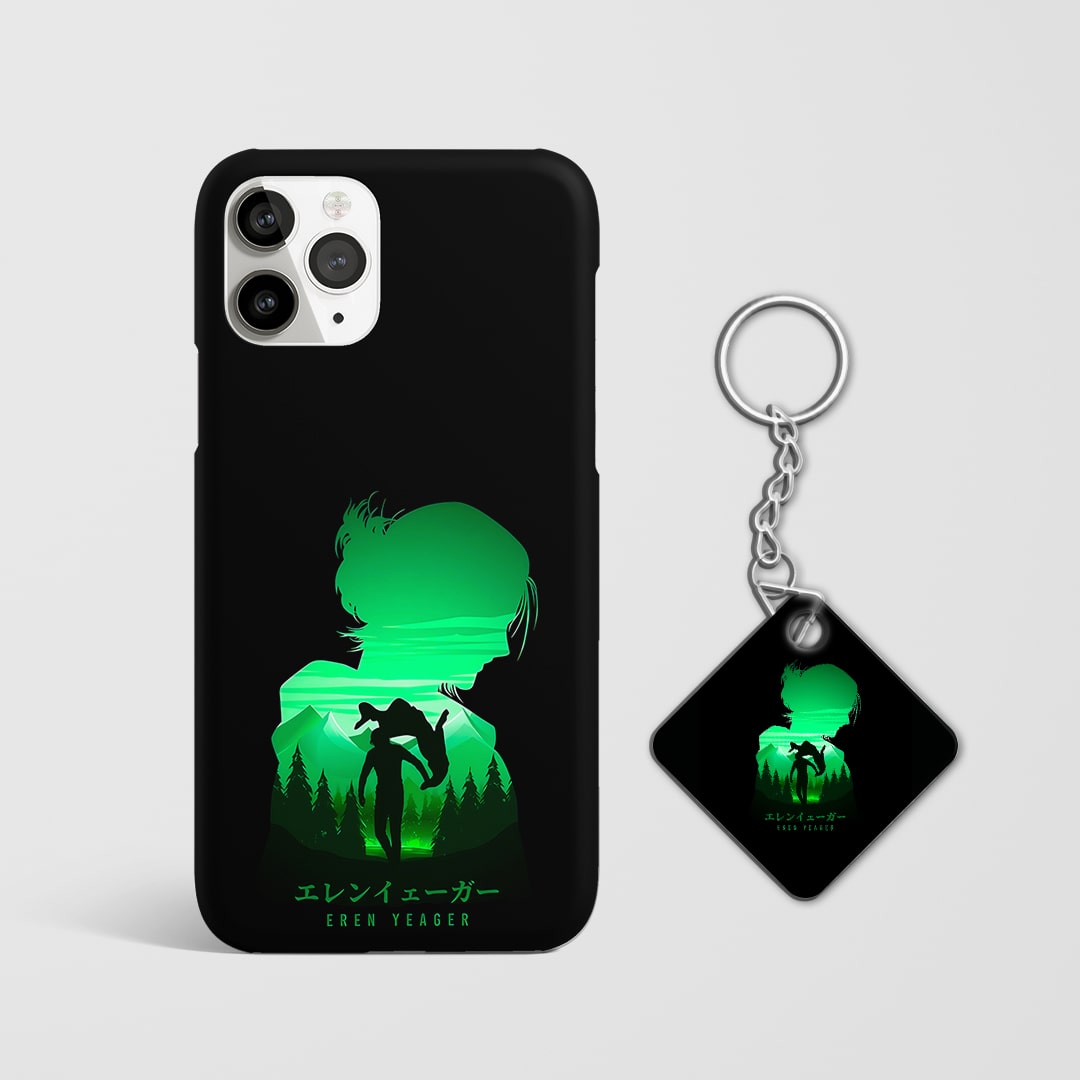 Back view featuring minimal Eren silhouette artwork with Keychain.