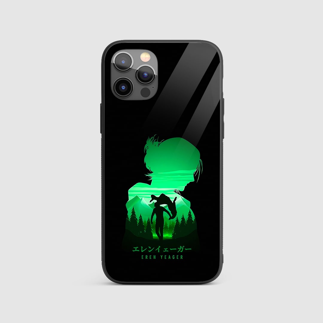 Eren Yeager Silhouette Silicone Armored Phone Case front view.