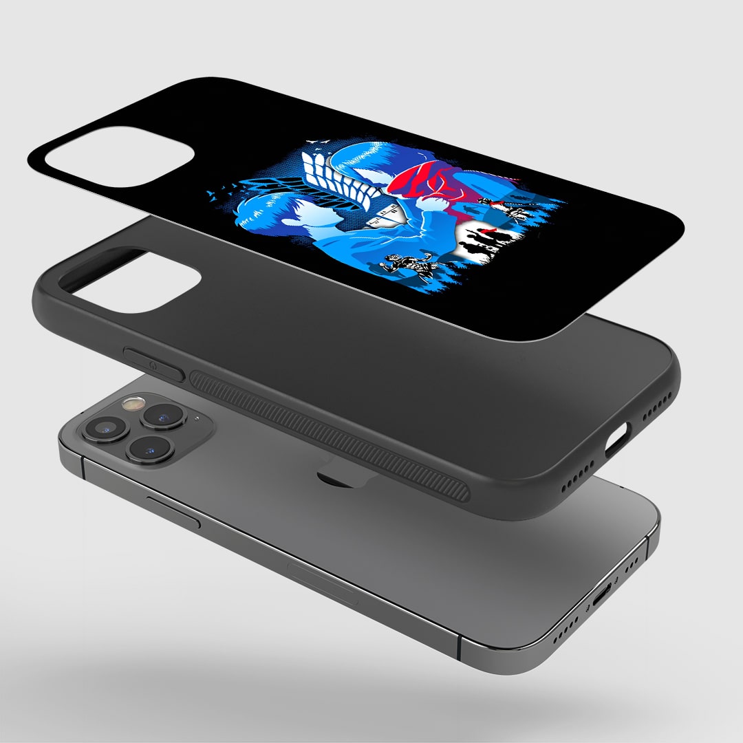 Eren & Mikasa Phone Case installed on a smartphone, offering robust protection and an iconic design.