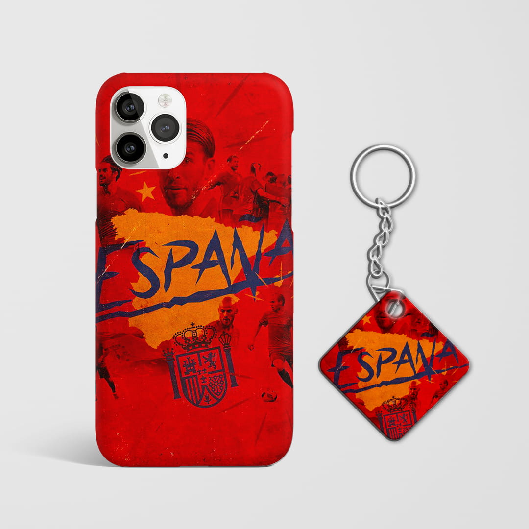 España retro squad mobile phone cover with Keychain