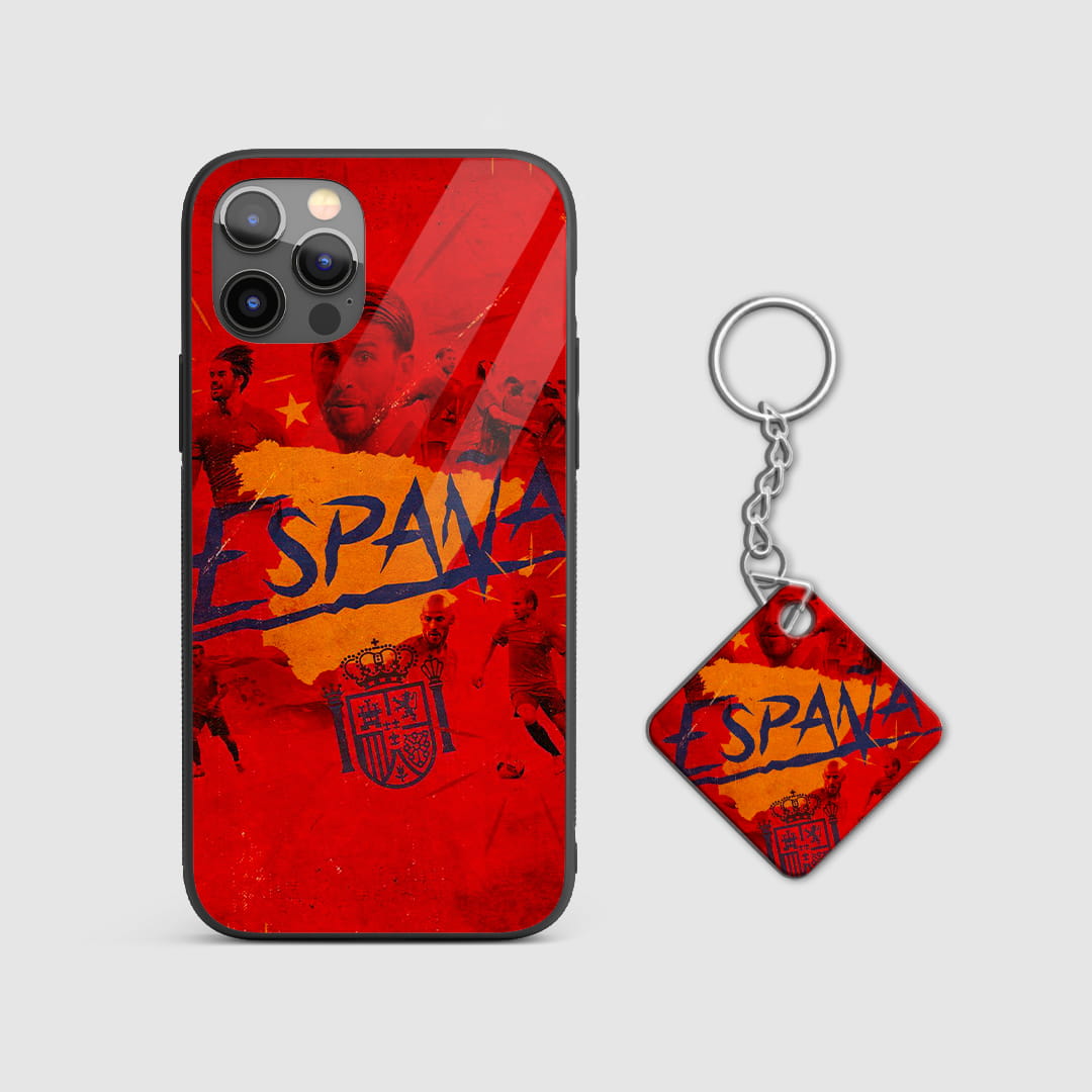 España retro squad protective mobile cover with Keychain
