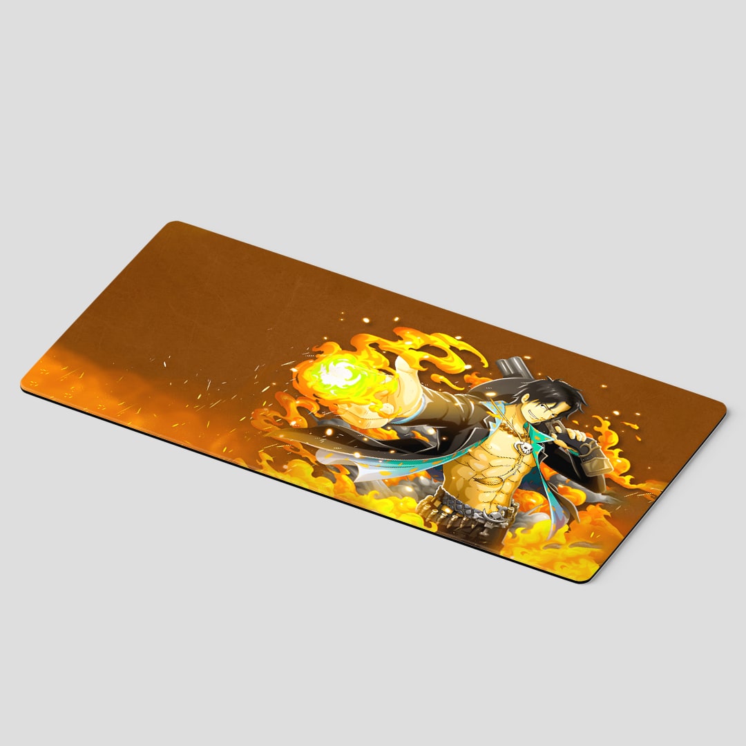 One Piece Fire Fist Ace desk mat with bold design