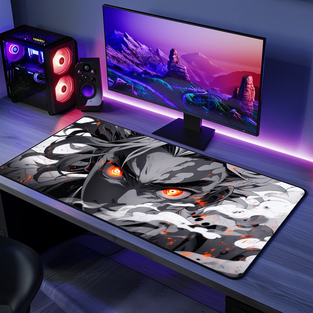 Flame Hashira Rengoku Desk Mat with fiery anime artwork