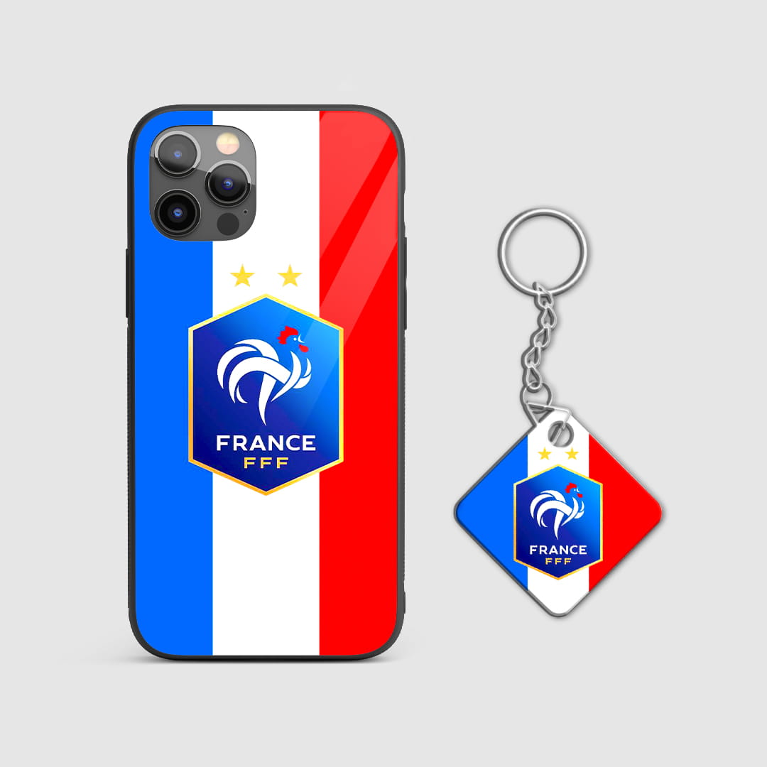 Premium France football silicone armored phone case with Keychain