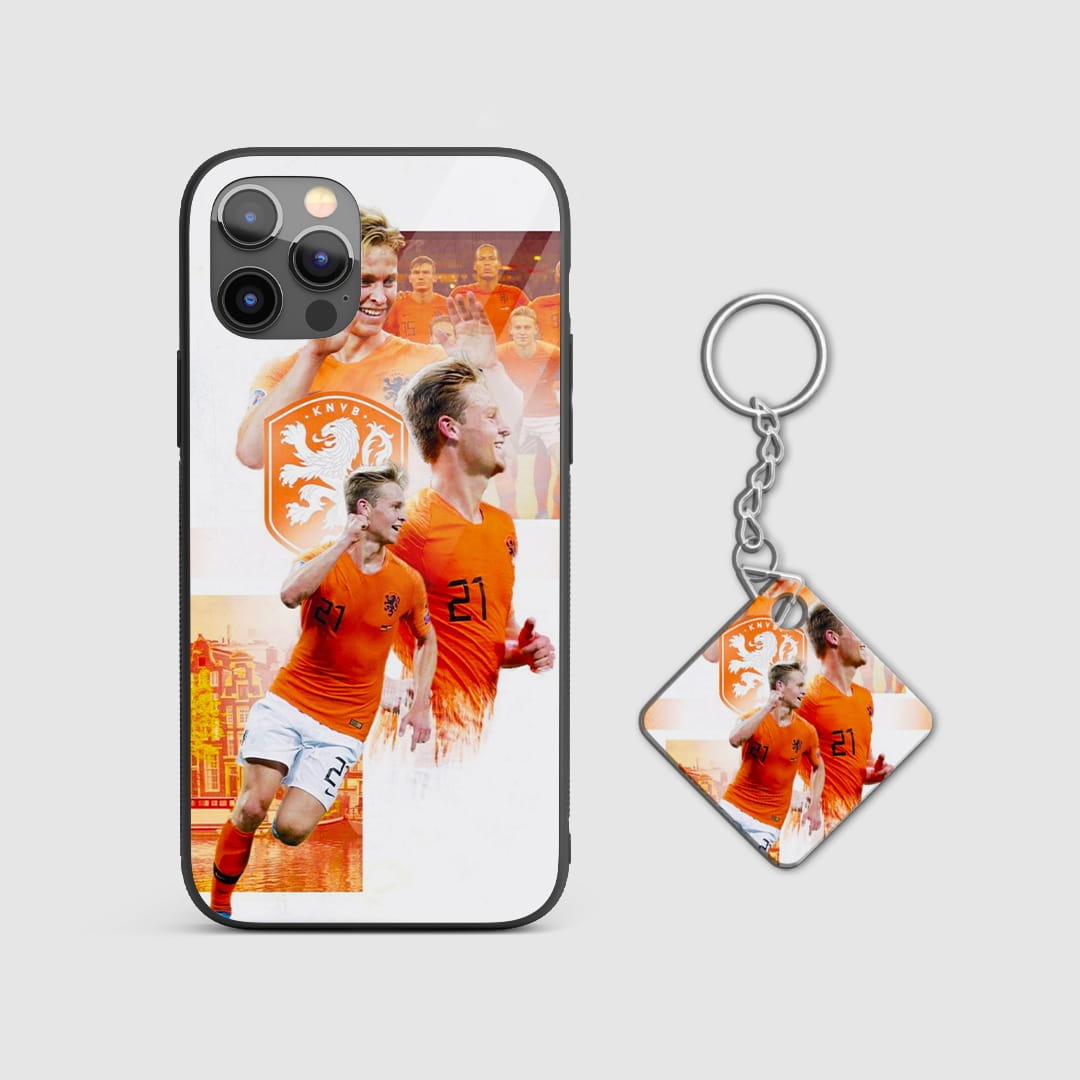Shockproof Frenkie de Jong collage phone case with Keychain
