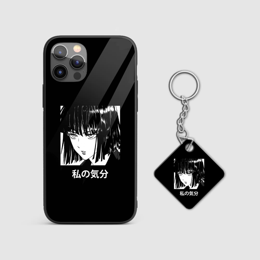 Elegant design of Fubuki from popular anime on a durable silicone phone case with Keychain.