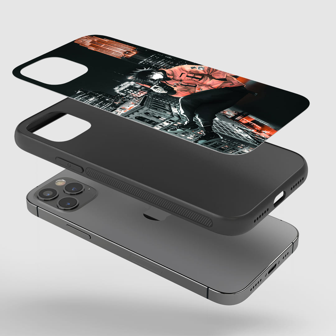 Fushiguro Graphic Phone Case installed on a smartphone, ensuring access to all ports and controls.
