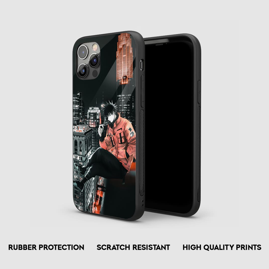 Side view of the Fushiguro Graphic Armored Phone Case, showcasing its thick, protective silicone.
