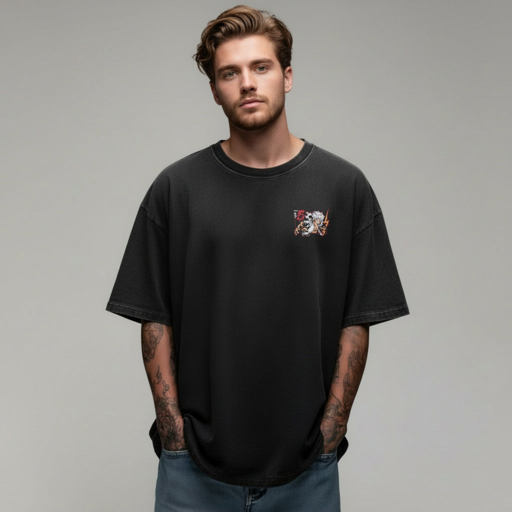 Gear 5 Luffy oversized anime T-shirt front print One Piece design