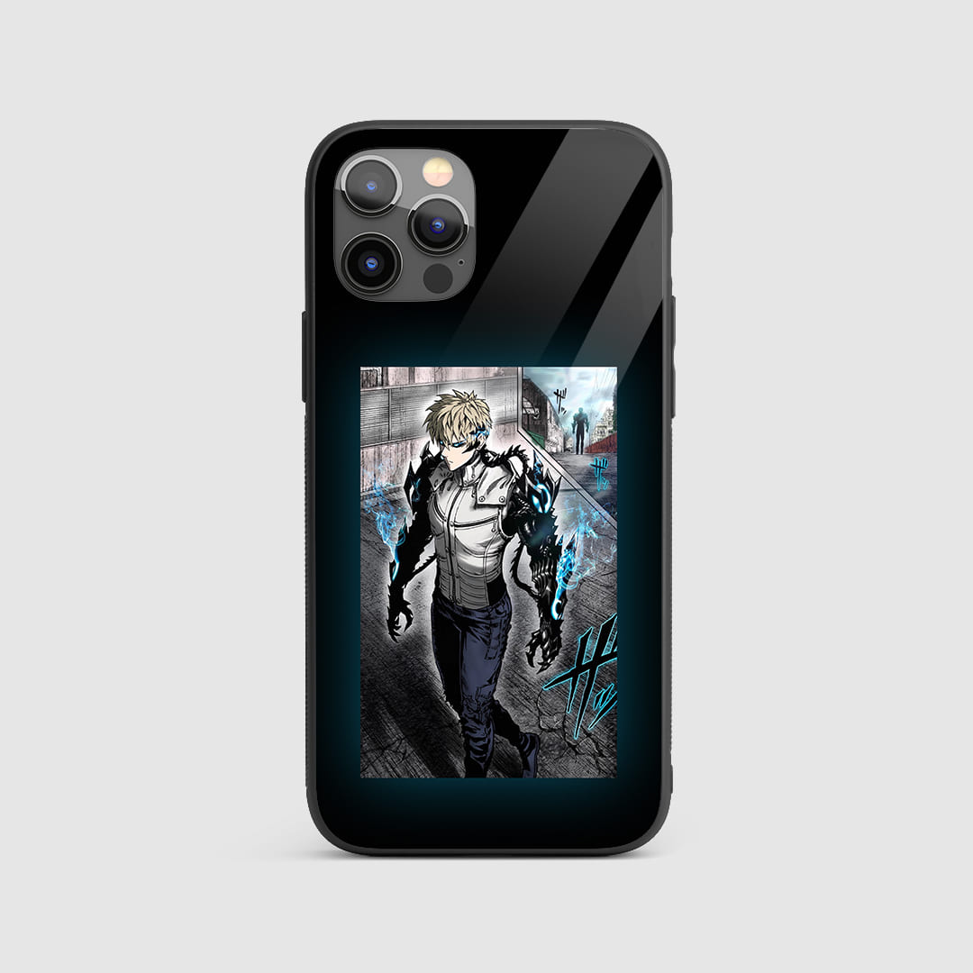Genos Cyborg Silicone Armored Phone Case featuring intense artwork of Genos.