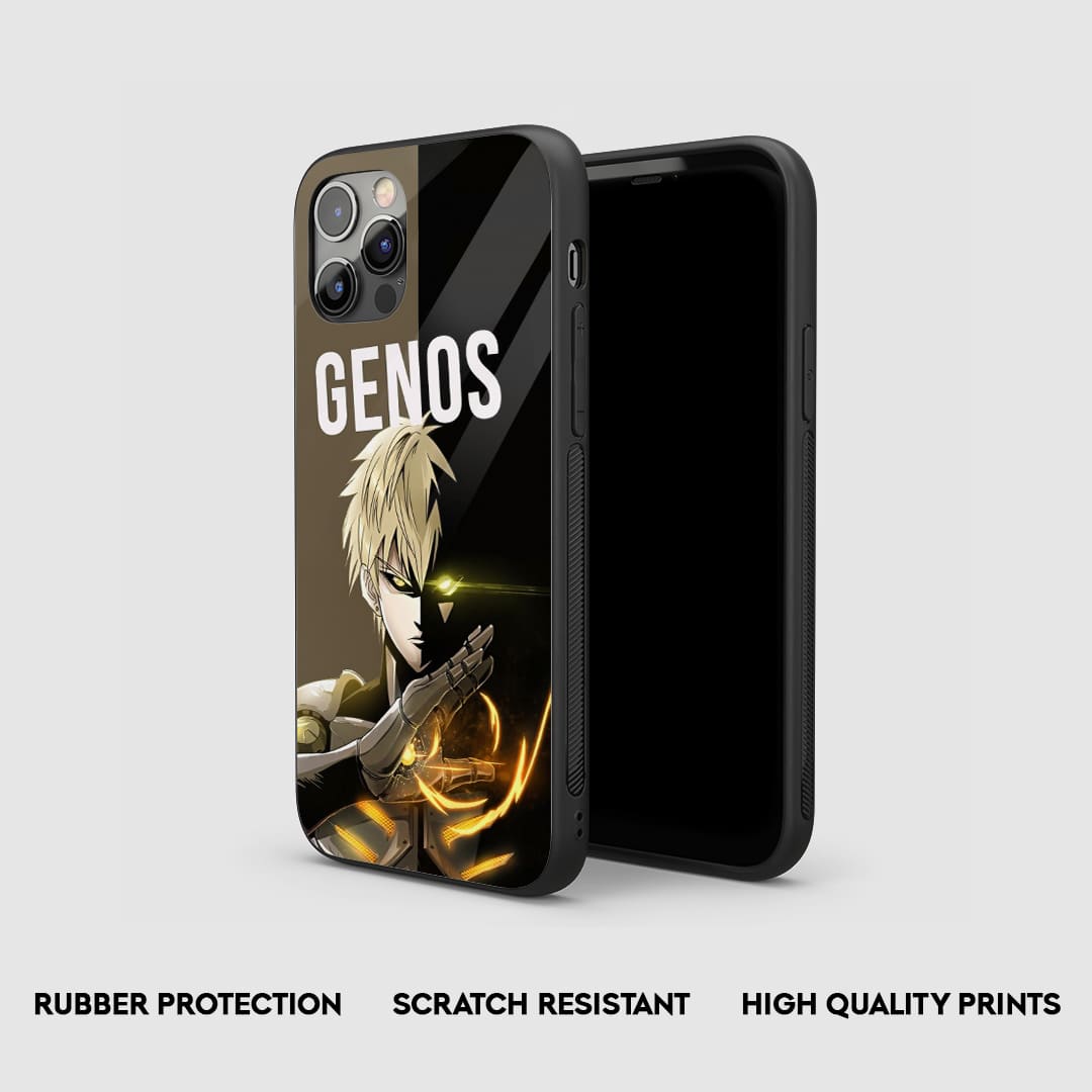 Side view of the Genos Graphic Armored Phone Case, highlighting its thick, protective silicone material.