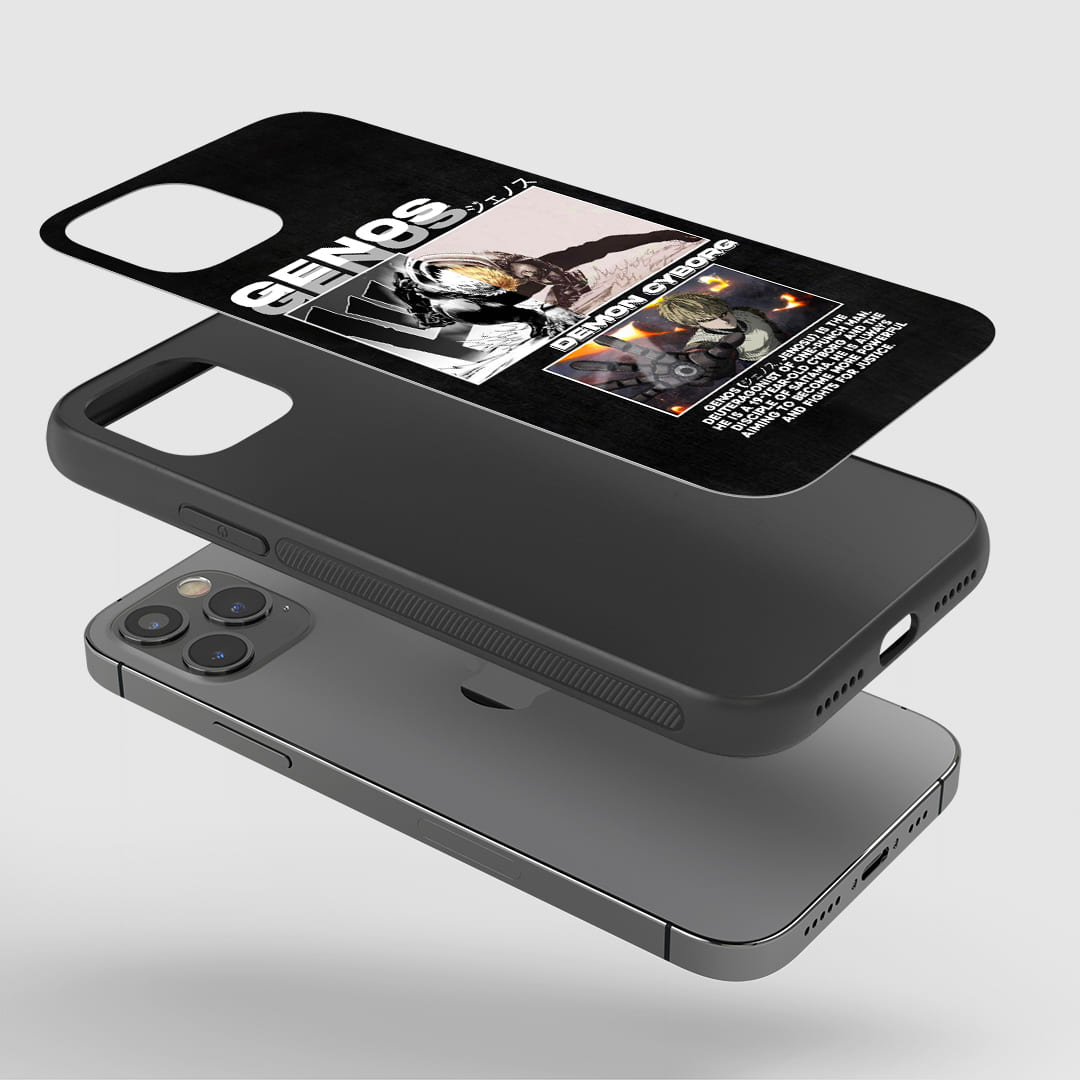 Genos Synopsis Phone Case installed on a smartphone, offering robust protection and a dynamic design.