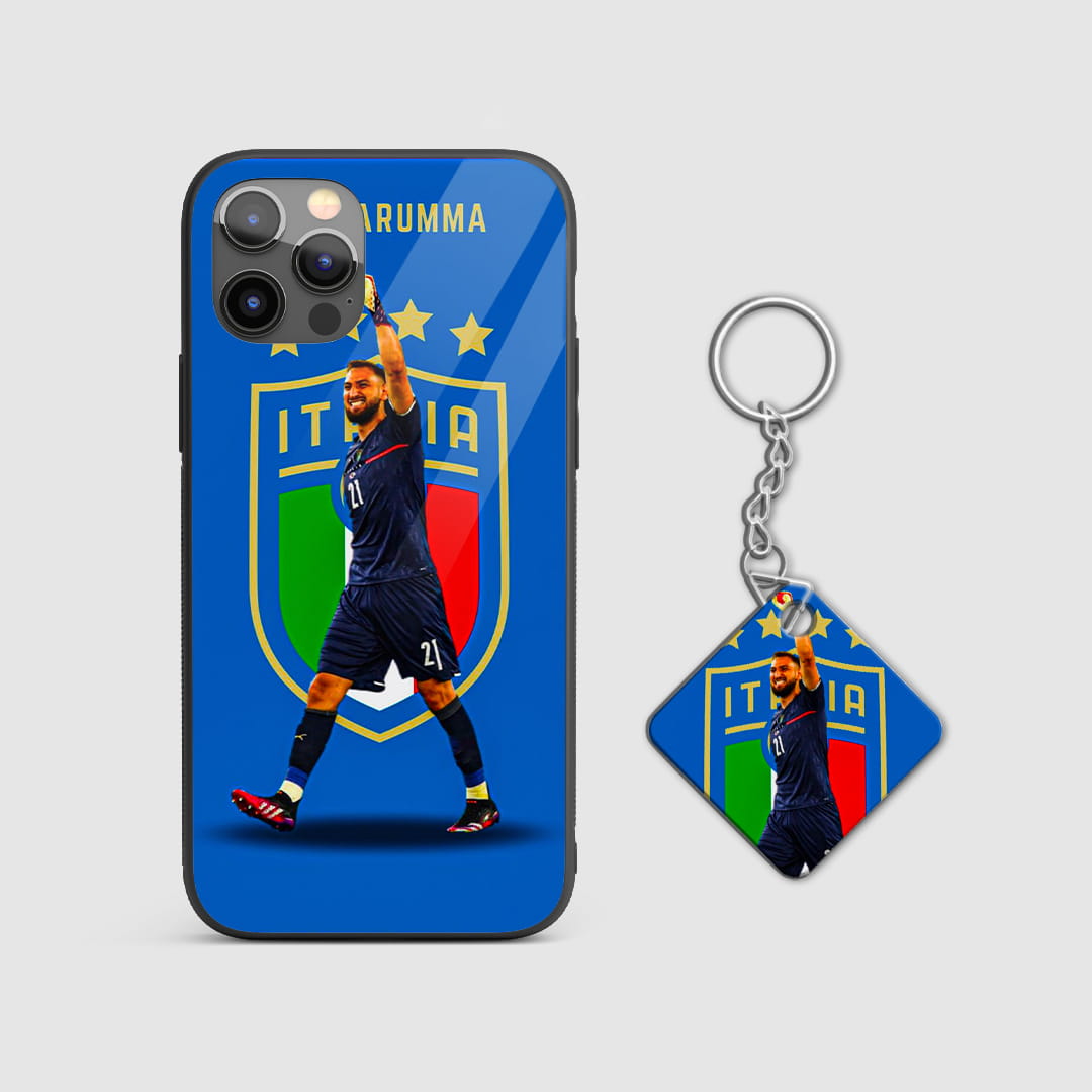 Italy goalkeeper protective mobile cover with Keychain