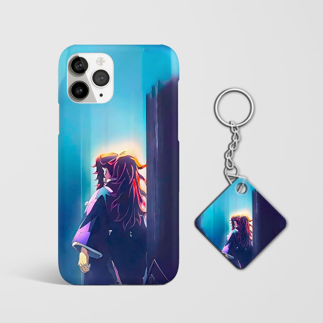 Anime Giyu Tomioka graphic phone case with Keychain