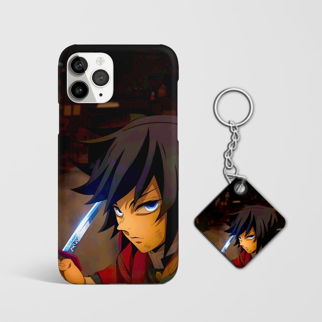 Durable Giyu Tomioka sword phone cover with Keychain