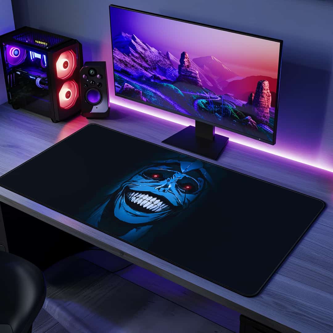 Go Gun-Hee Smiling Desk Mat with calm anime artwork