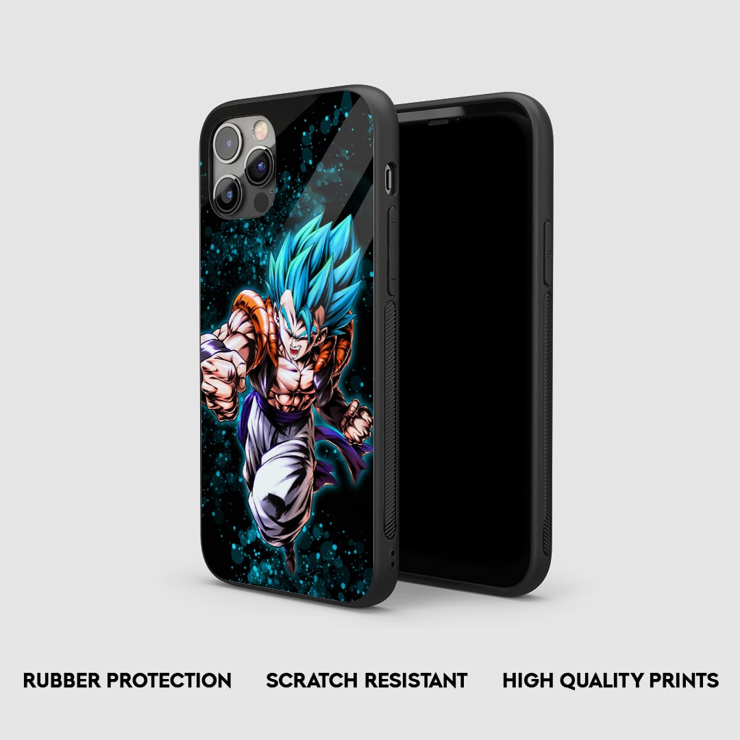 Side view of the Gogeta Action Armored Phone Case, highlighting its robust, protective silicone.