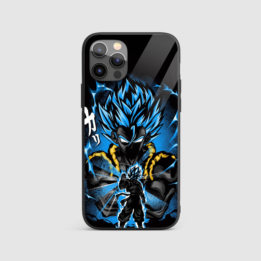 Gogeta Blue Silicone Armored Phone Case featuring Gogeta in his Super Saiyan Blue form.
