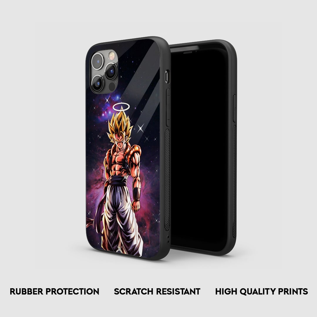 Side view of the Gogeta Ultra Armored Phone Case, emphasizing its thick, protective silicone.