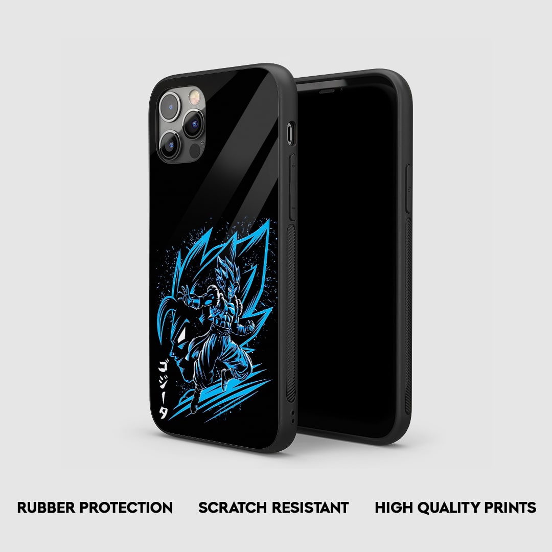 Side view of Gogeta Minimal Silicone Case with snug fit and cutouts.