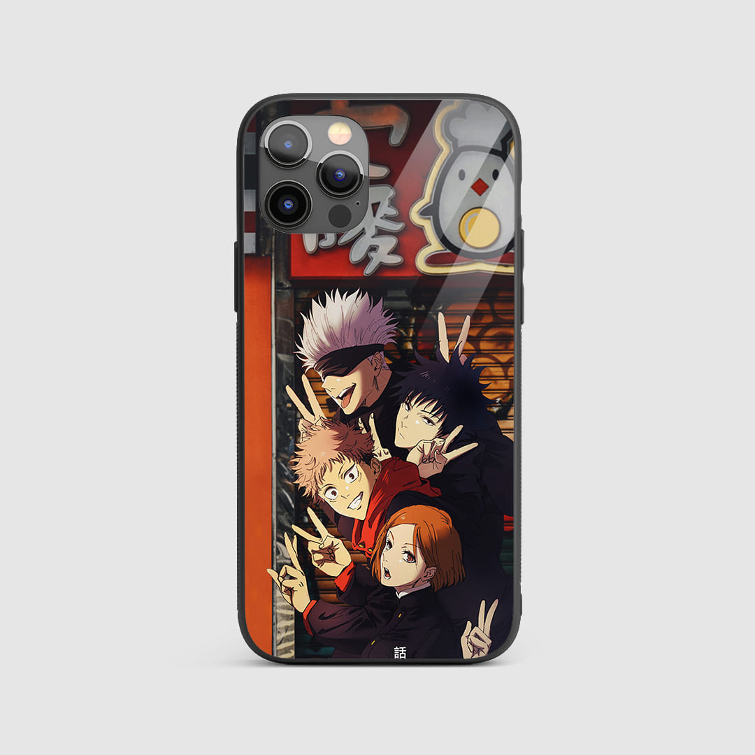 Gojo Team Silicone Armored Phone Case featuring Satoru Gojo and his allies in action.