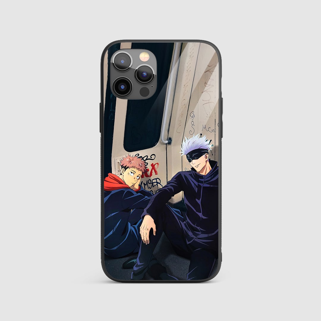 Gojo Yuji Silicone Armored Phone Case with dynamic artwork of Satoru Gojo and Yuji Itadori.