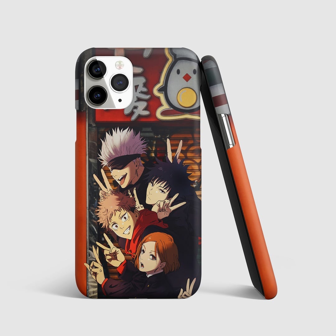 Gojo Satoru and team in a powerful pose on phone cover.