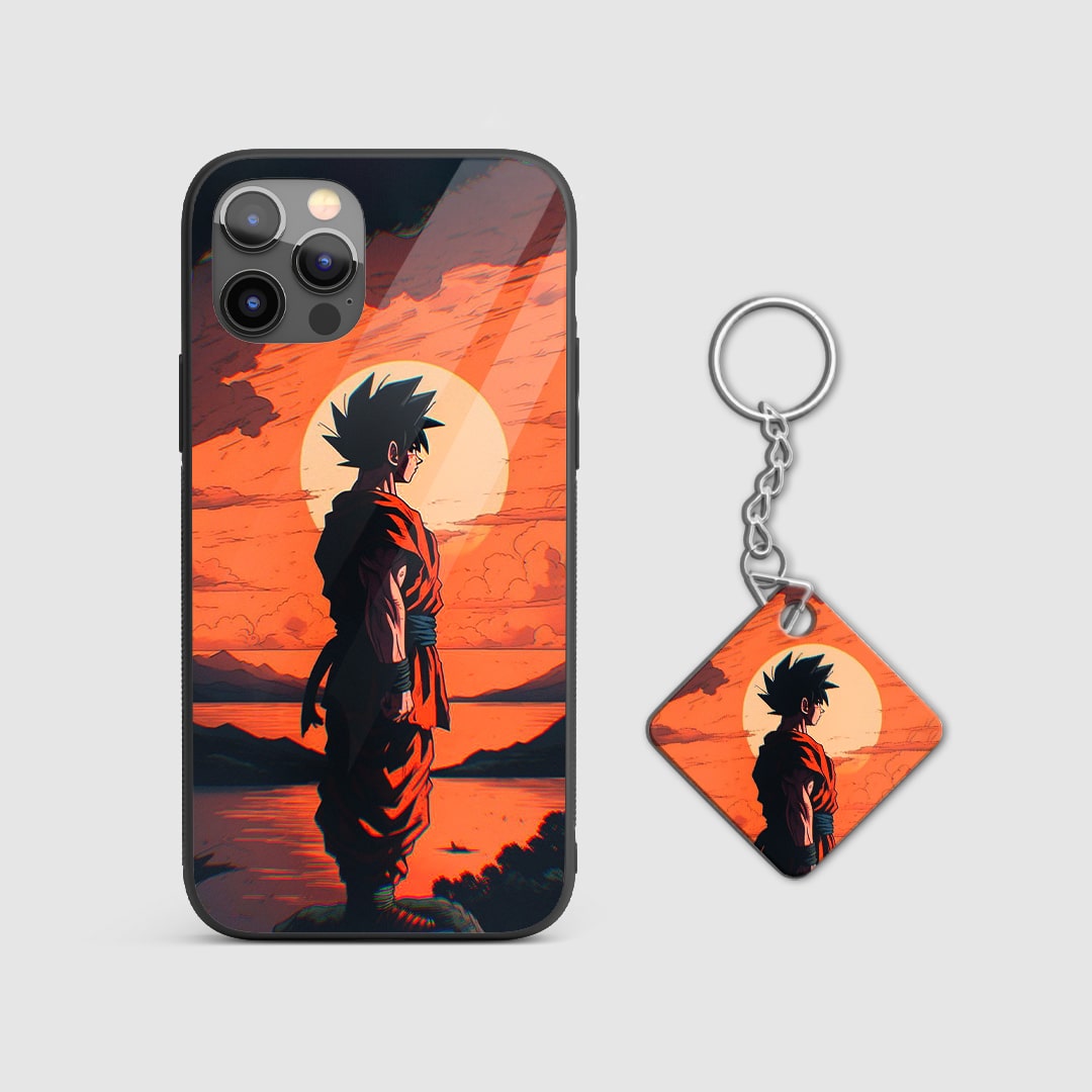Artistic portrayal of Goku on a durable silicone phone case, blending traditional and modern styles with Keychain.