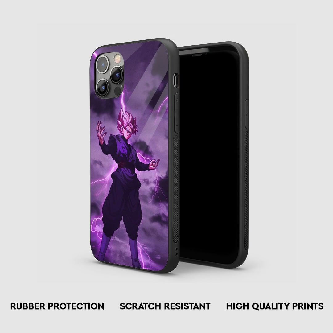 Side view of the Goku Black Armored Phone Case, showcasing its thick, protective silicone.