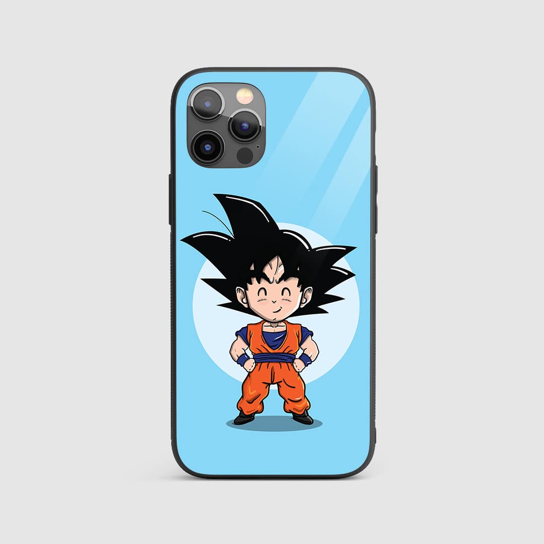 Goku Chibi Silicone Armored Phone Case with a colorful and adorable depiction of chibi Goku.