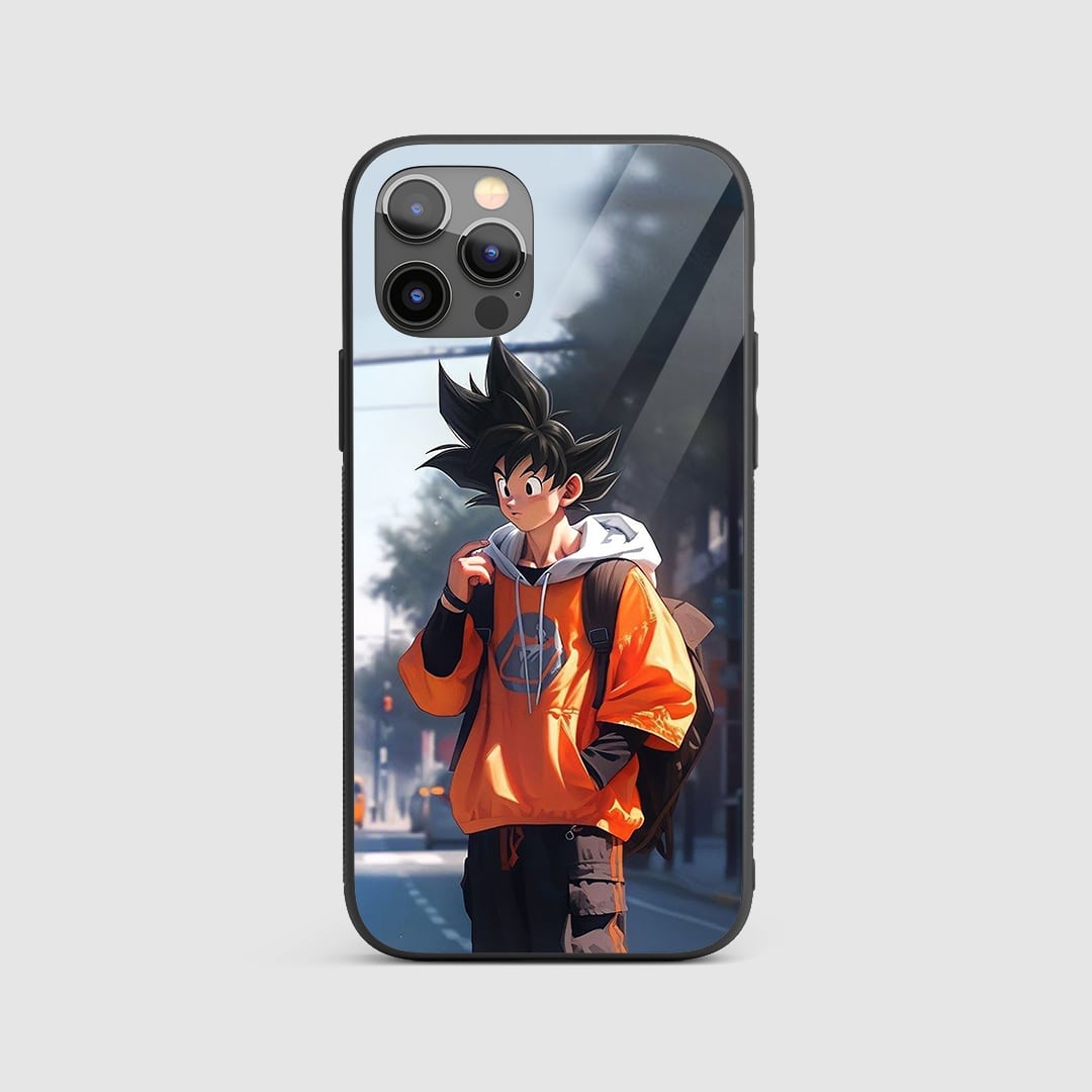 Goku Cosplay Silicone Armored Phone Case featuring a design inspired by Goku's classic outfit.
