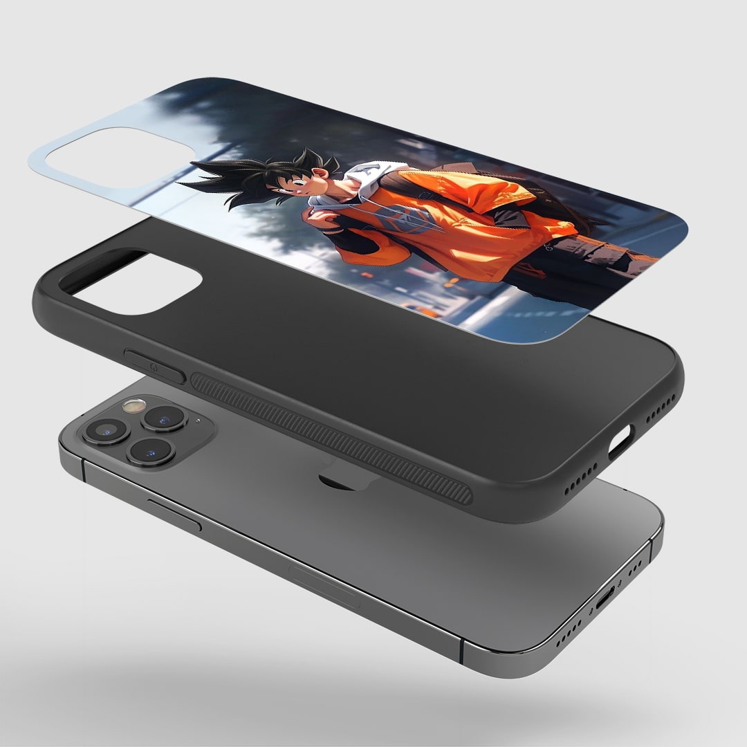 Goku Cosplay Phone Case installed on a smartphone, providing easy access to all buttons and ports.