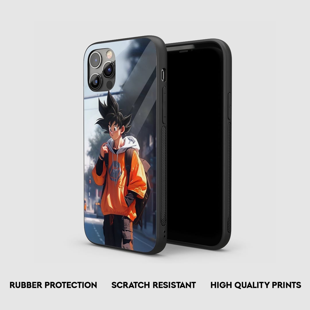 Side view of the Goku Cosplay Armored Phone Case, highlighting its thick, protective silicone.