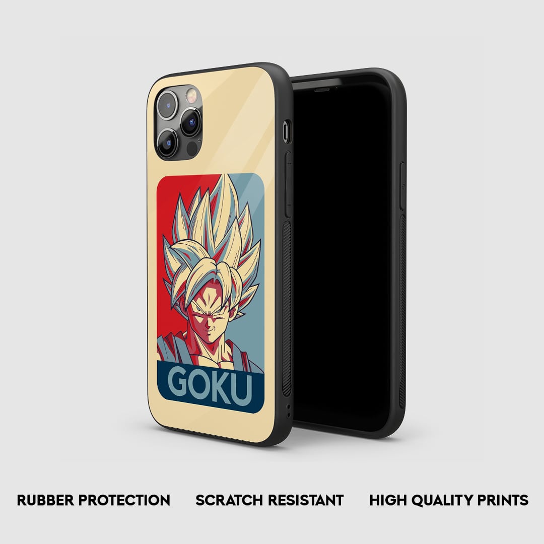 Side view of the Goku Graphic Armored Phone Case, showcasing its thick, protective silicone.