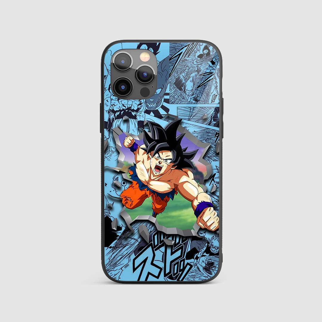 Goku Manga Silicone Armored Phone Case with classic black and white artwork of Goku.