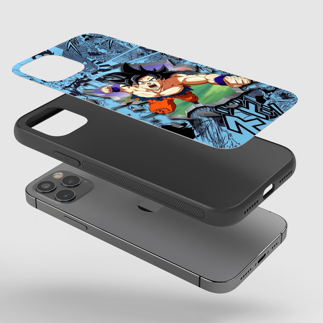 Goku Manga Phone Case installed on a smartphone, ensuring full accessibility to device features.