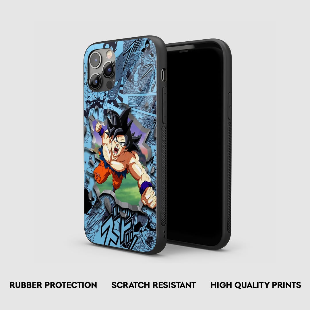 Side view of the Goku Manga Armored Phone Case, highlighting its thick, protective silicone.