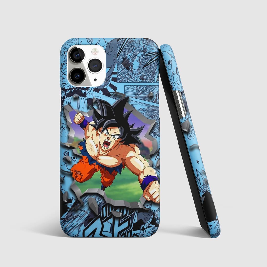 Classic manga-style Goku artwork on phone cover.